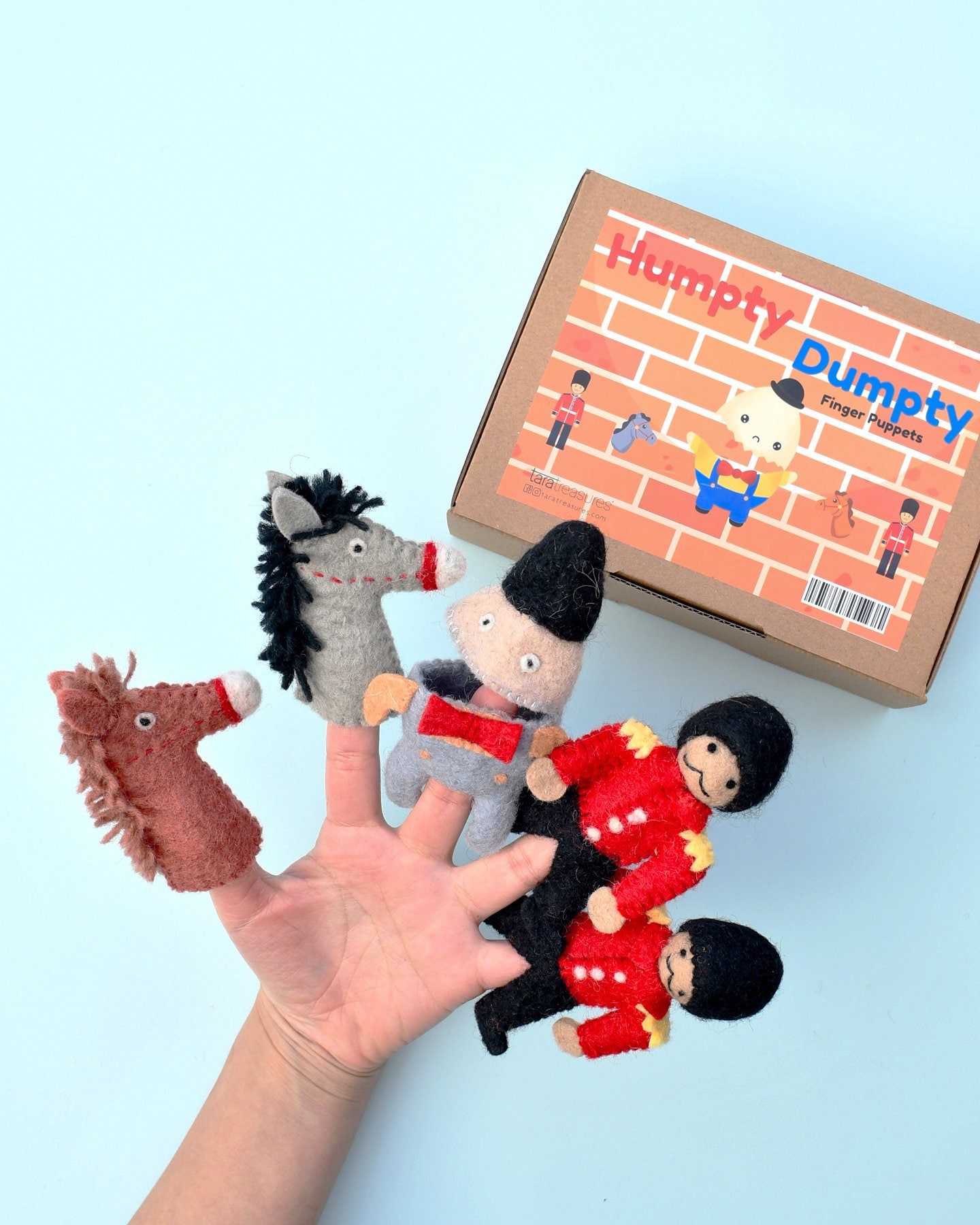 Humpty Dumpty Finger Puppet Set | Interactive Humpty Dumpty Puppet, Kings Horses, Kings Men | Storytelling and Nursery Rhymes Finger Puppets