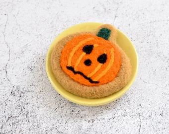 Filz Frazzled Kürbis Cookie: Trauriger Kürbis Cookie - Filz Essen - Pretend Play Food - Filz Keks für Spielzeugküche
