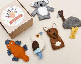 Australian Animals Finger Puppets Kangaroo Koala Platypus Emu Kookaburra Puppet