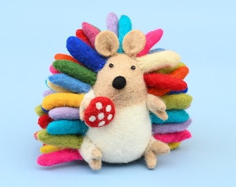 Felt Colourful Rainbow Hedgehog | Hedgehog Toy