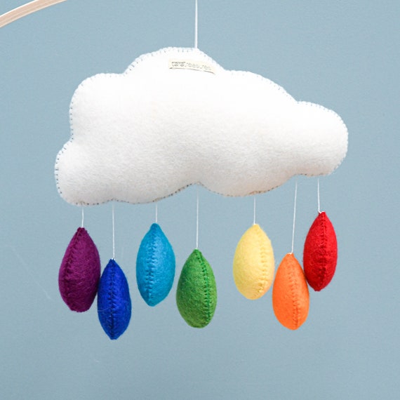 Giostrina Per Culla In Feltro Cloud – Mobile A Strati 45x23 Cm, Legno E Feltro Rosa, Stimola Tracciamento Visivo E Calma, Regalo Per Baby Shower