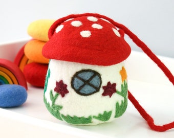 Kids Children Red Mushroom Toadstool Bag for Fairies