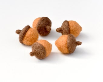 Felt Brown Acorns | Loose Parts Play, Small World Play, Sorting and Counting | Choose from 5 or 10 Acorns