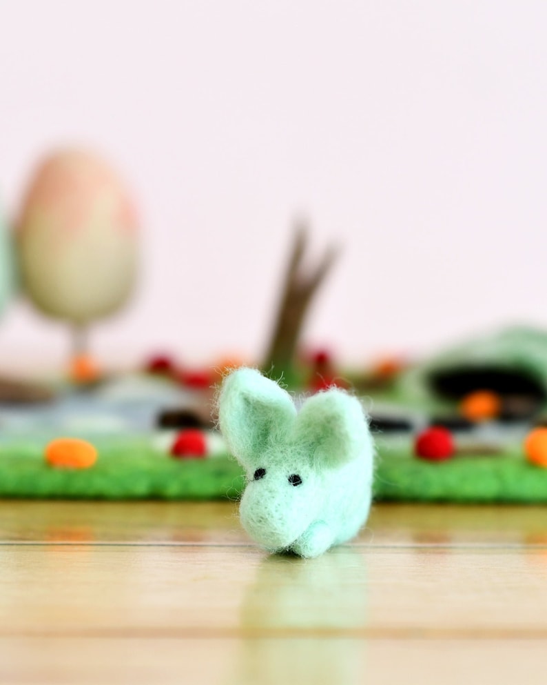 Felt Mint Green Rabbit Toy: Needle Felted Rabbit Toy for Crafts, Loose ...