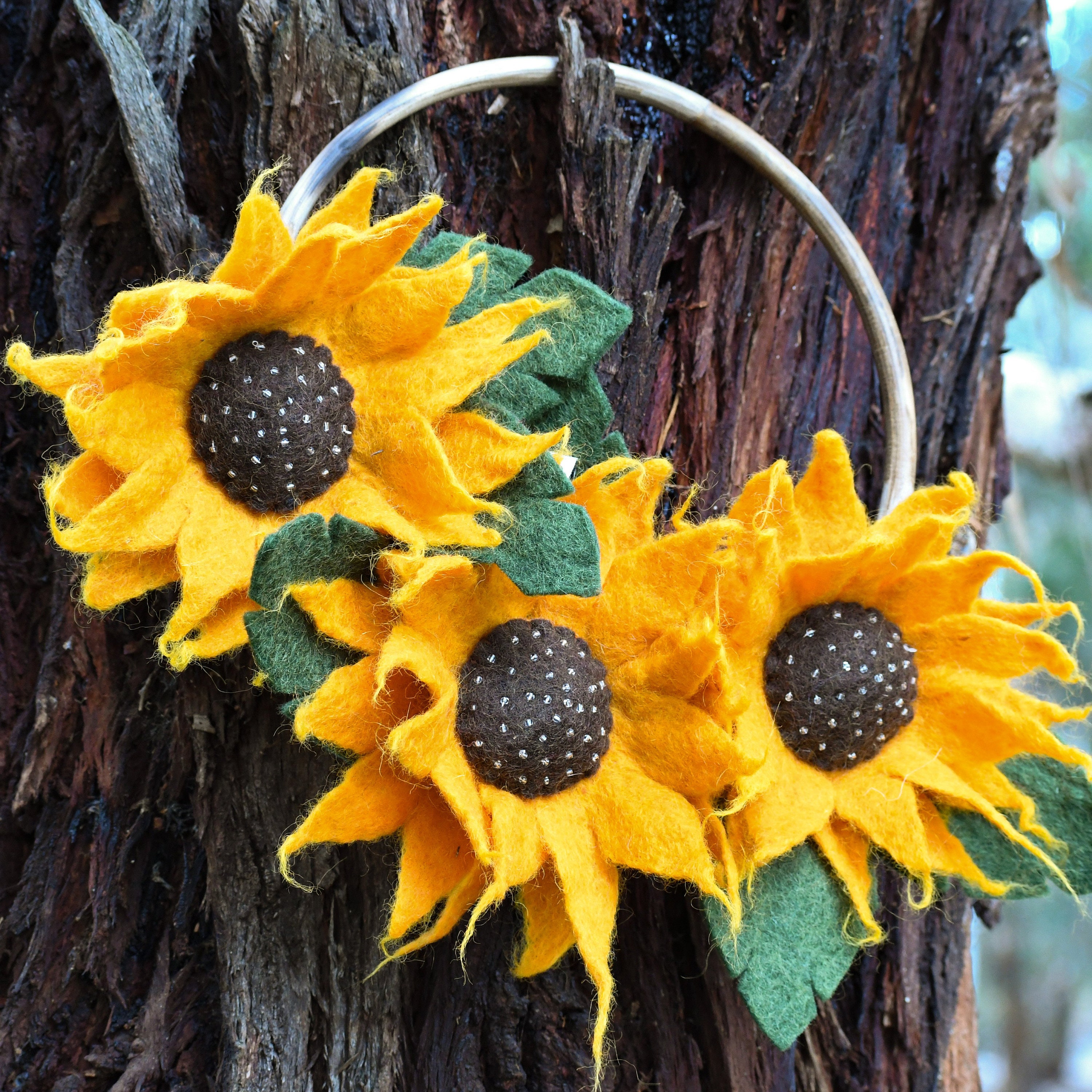 couronne de tournesol en feutre/couronne estivale