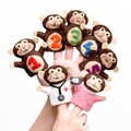Five Little Monkeys Finger Puppet Set (Set of 7), Handmade from Wool Felt, Nursery Rhyme Finger Puppets