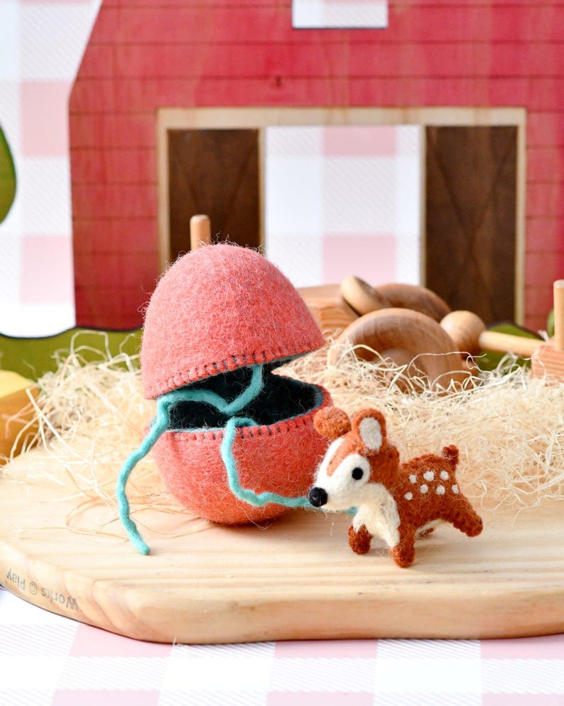 Felt Surprise Egg with Deer Inside