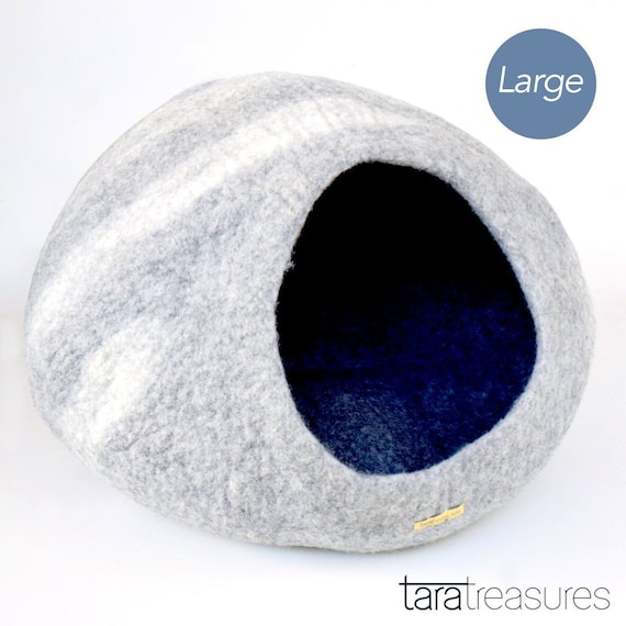 Grey Cat Cave Cocoon Cat Pod Bed Large Size Etsy UK