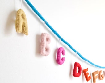 Alphabet Garland A to Z Colorful Multicolor Wool Felt