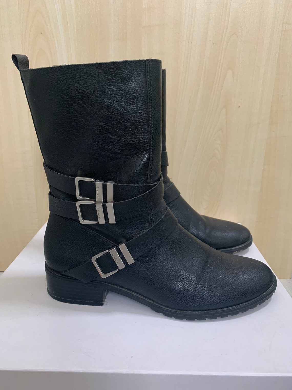 calvin klein trophy leather boot
