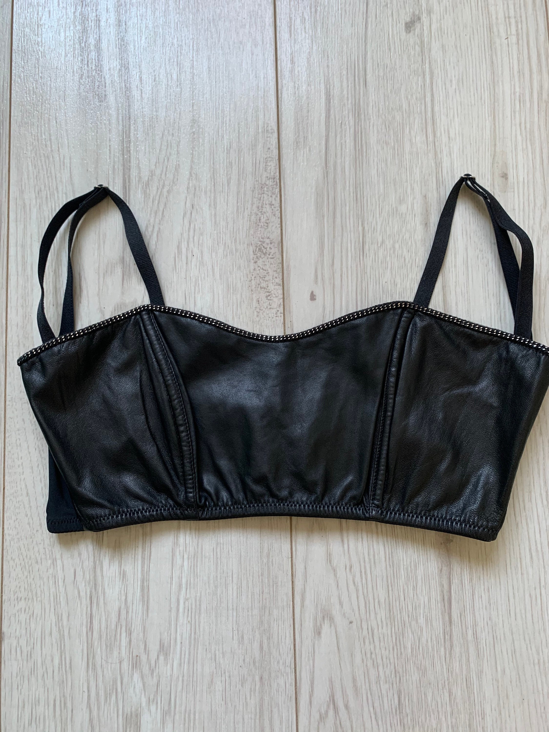 Used faux leather bra | Etsy