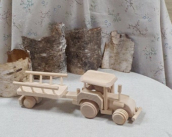 Handcrafted Wooden Tractor - Montessori Car, Eco-Friendly Toy, Birch Wood Tractor, Toddler Gift