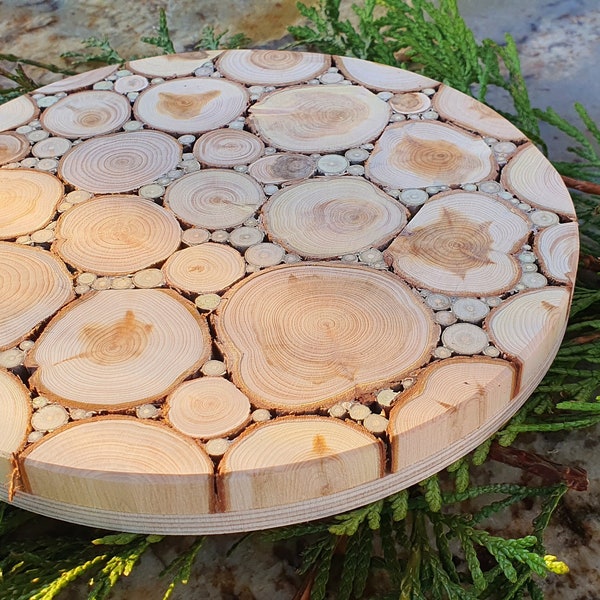 Juniper Wood Heat-Resistant Board, Eco-Friendly Wooden Mosaic, Kitchen Utensil, Gift from Latvia, Baltic Craftsmanship