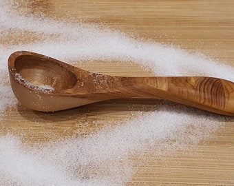 Juniper Salt Scoop with Mosaic Handle, Handcrafted Wooden Kitchen Utensil (100 x 23 mm)