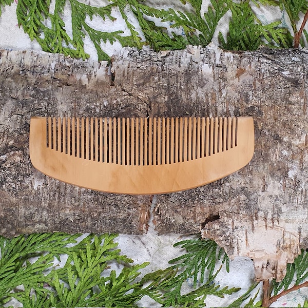 Hair and Beard Comb - Handmade Black Alder Wood, Fine Tooth Wooden Comb, Anti-Static