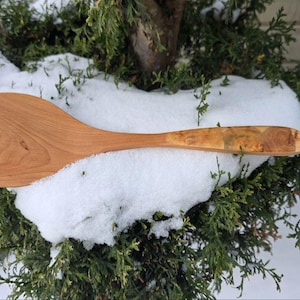 Espátula para panqueques - Espátula larga de madera, espátula artesanal de enebro, utensilios de cocina ecológicos