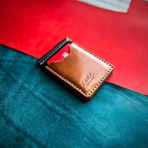 Cartera de identificación de cuero de grano completo con 4 ranuras para tarjetas 'Wraith'