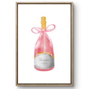 Pink Champagne Bow Wall Art Digital Print Girly Aesthetic for Teens Room Decor Digitally Made