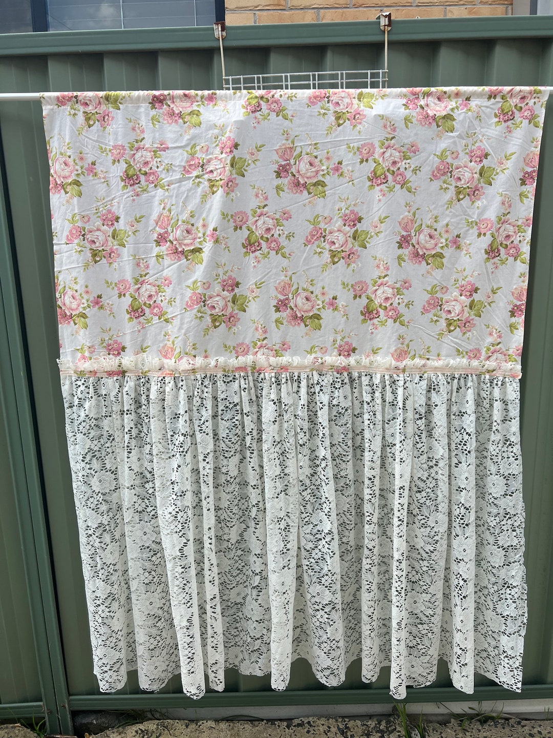 Vintage Curtain Rod Pocket Curtain Shabby Chic Curtain Retro Etsy