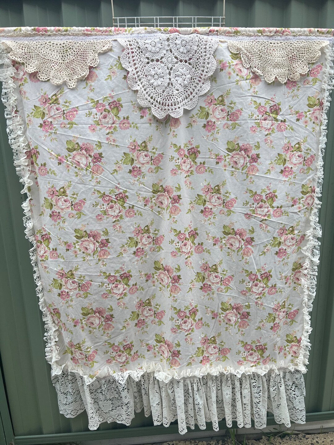 Vintage Curtain Rod Pocket Curtain Shabby Chic Curtain Retro Etsy