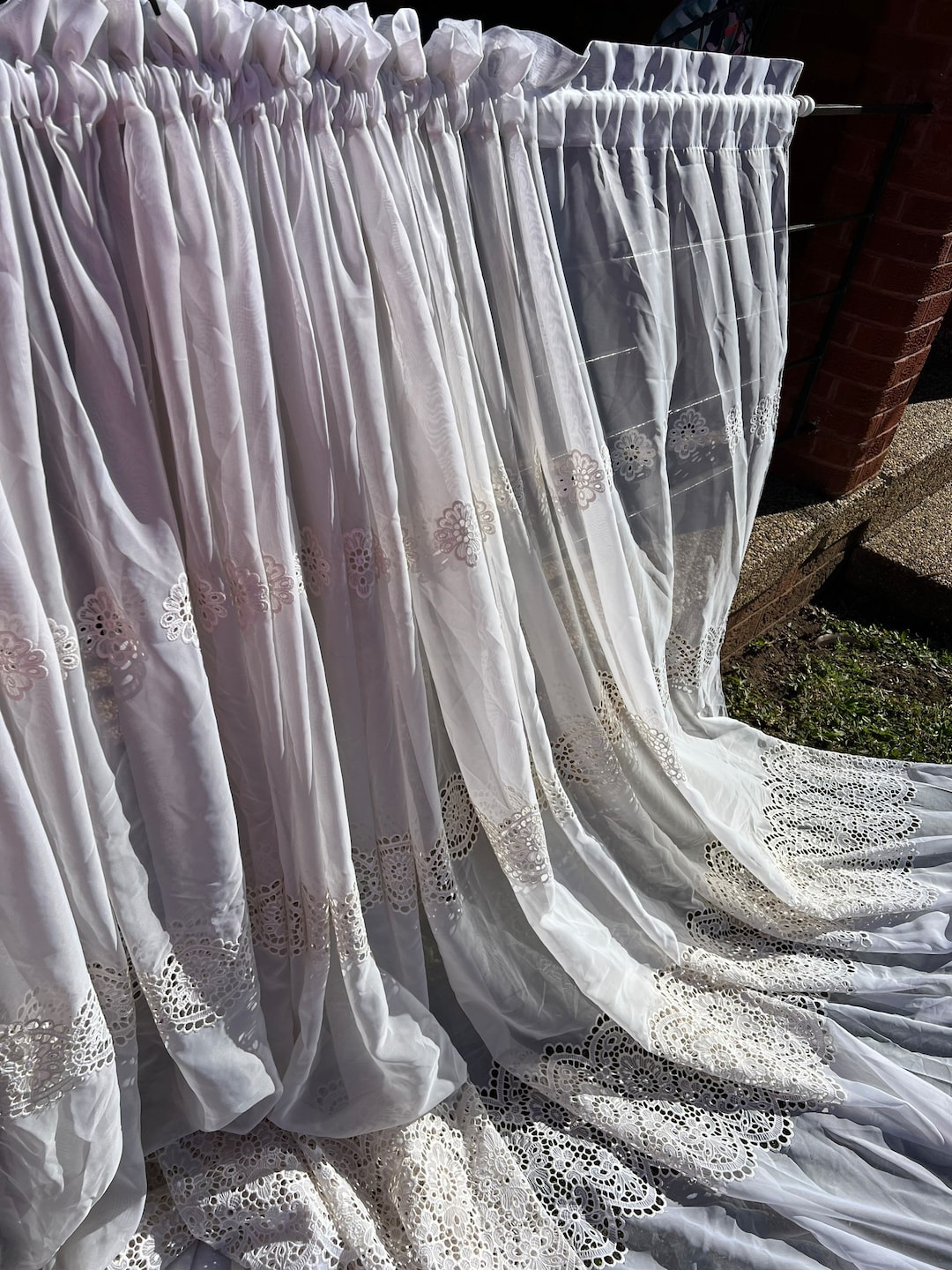 Vintage Curtain Shabby Chic Curtain Rod Pocket Curtain Retro Curtain