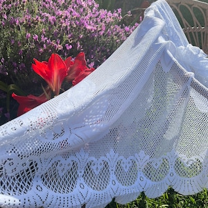 Vintage curtain Shabby chic curtain Retro curtain Bohemian curtain Rod pocket curtain Old lace curtain 60s curtain Retro curtain