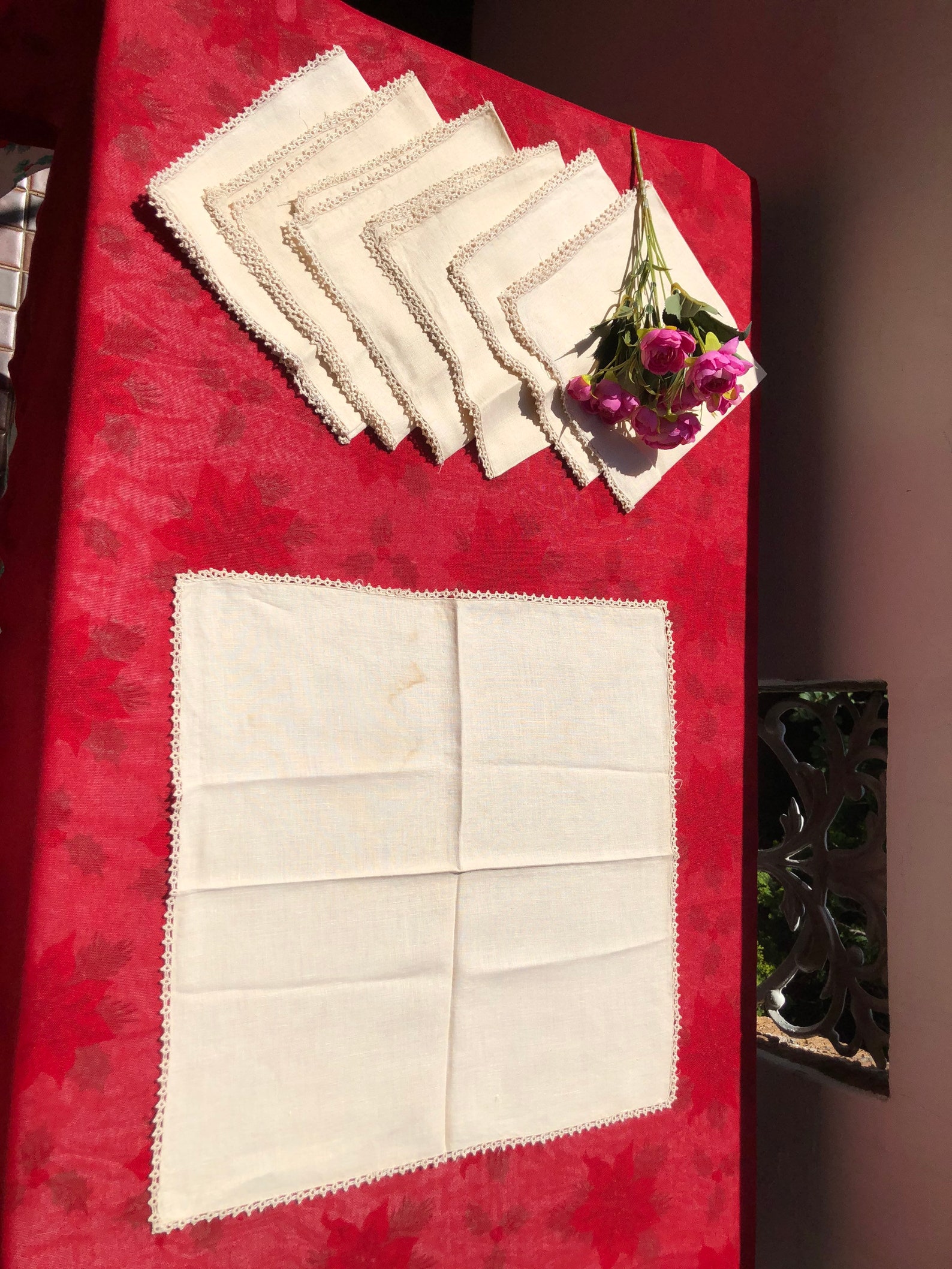 Vintage Napkins Set of 7 Pieces Napkins. Vintage Pure Linen Etsy