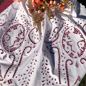 Vintage curtain Retro curtain Shabby chic curtain Romantic   cut work  50s curtain white wedding decor backdrop photo vintage wedding decor