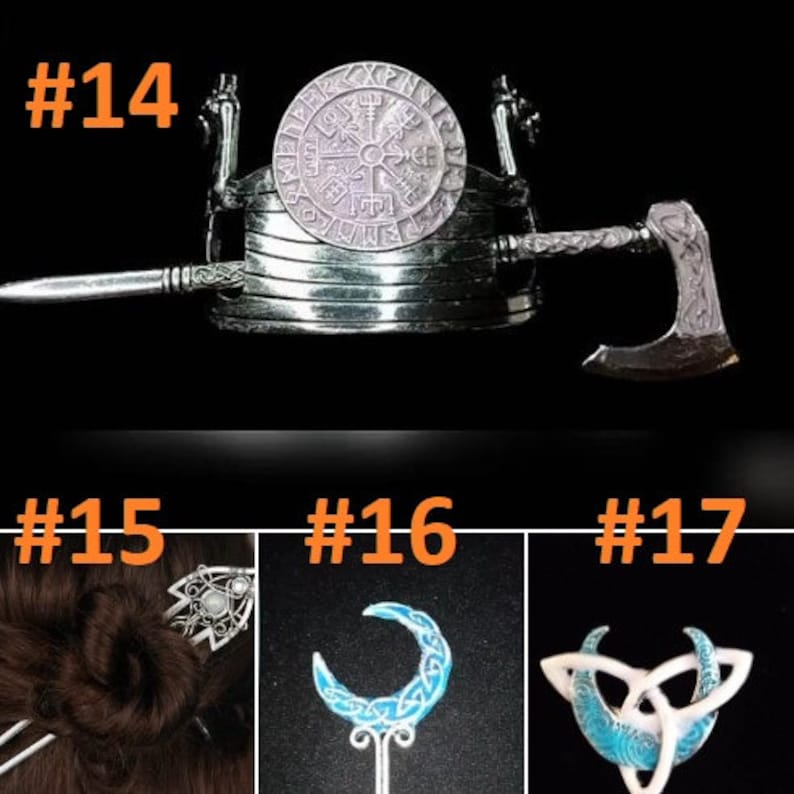 May include: A silver Viking-themed crown with a circular design featuring a compass and runes. The crown is paired with a silver axe with a black handle.