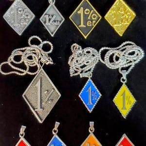 NEW custom 1 percenter diamond biker MC pendant custom one percenter club colors 1%er