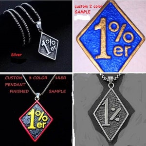 custom 1 percenter diamond biker MC pendant custom one percenter club colors 1%er