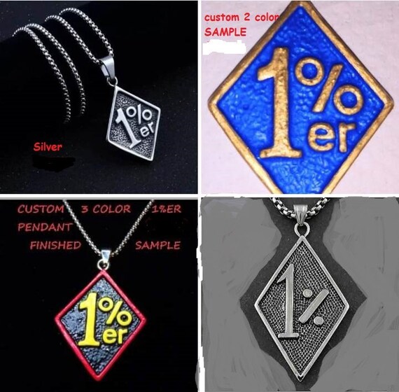 Custom 1 Percenter Diamond Biker MC Pendant Custom One Percenter