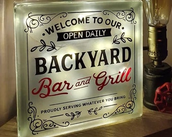 Glass Block SVG Bar Sign, design Cut File instant download