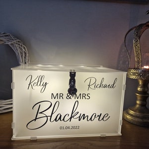 LED Wedding Card Box Post Box, Personalised, Stunning with LED Lighting, Keep Sake Box, Frosted Acrylic, Table Decoration, Wedding Gift