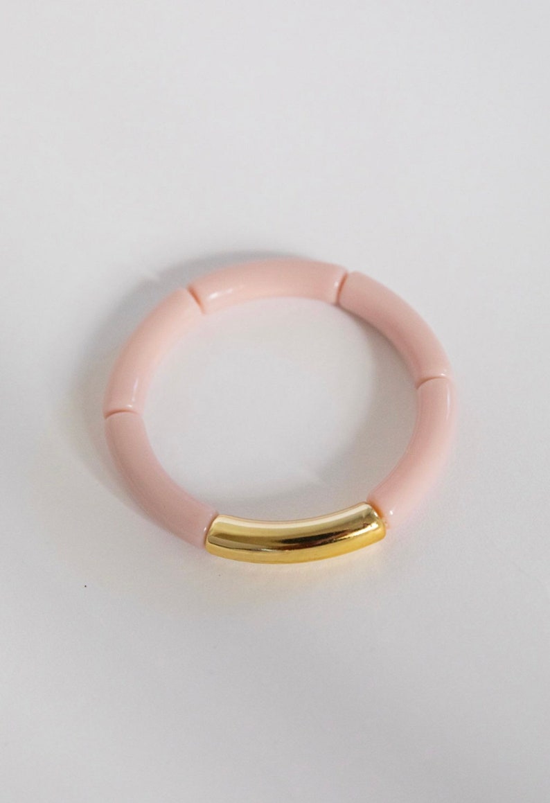 Pastel Tube Bead Bangles Bracelet Stack image 5