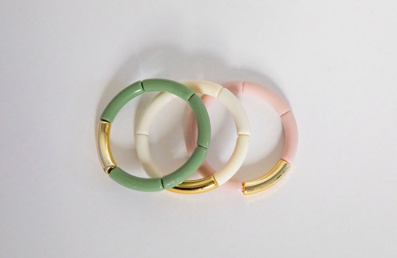 Pastel Tube Bead Bangles Bracelet Stack image 3