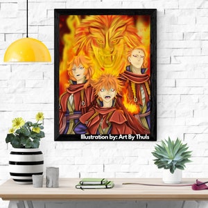 La famiglia reale dei leoni di fuoco / Stampa artistica anime (8x10)