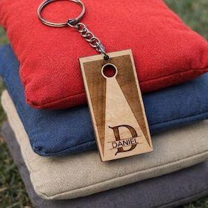 Personalized Cornhole Monogram Keychain Design 2, Customized Accessory, Zipper Pull, Gifts for Dad,