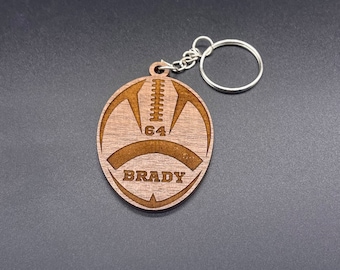 Personalized Football Keychain Vertical