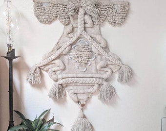 Chunky Large Don Freedman Fiber Art Wall Hanging, Clay Signature Tag