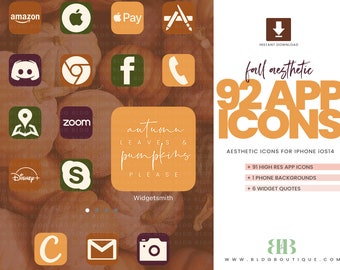 Fall Aesthetic App Icons, iOS 14, ios14 App Cover, Autumn, iPhone Theme Pack, Home Screens, Harvest, Pumpkin, October, Instant Download