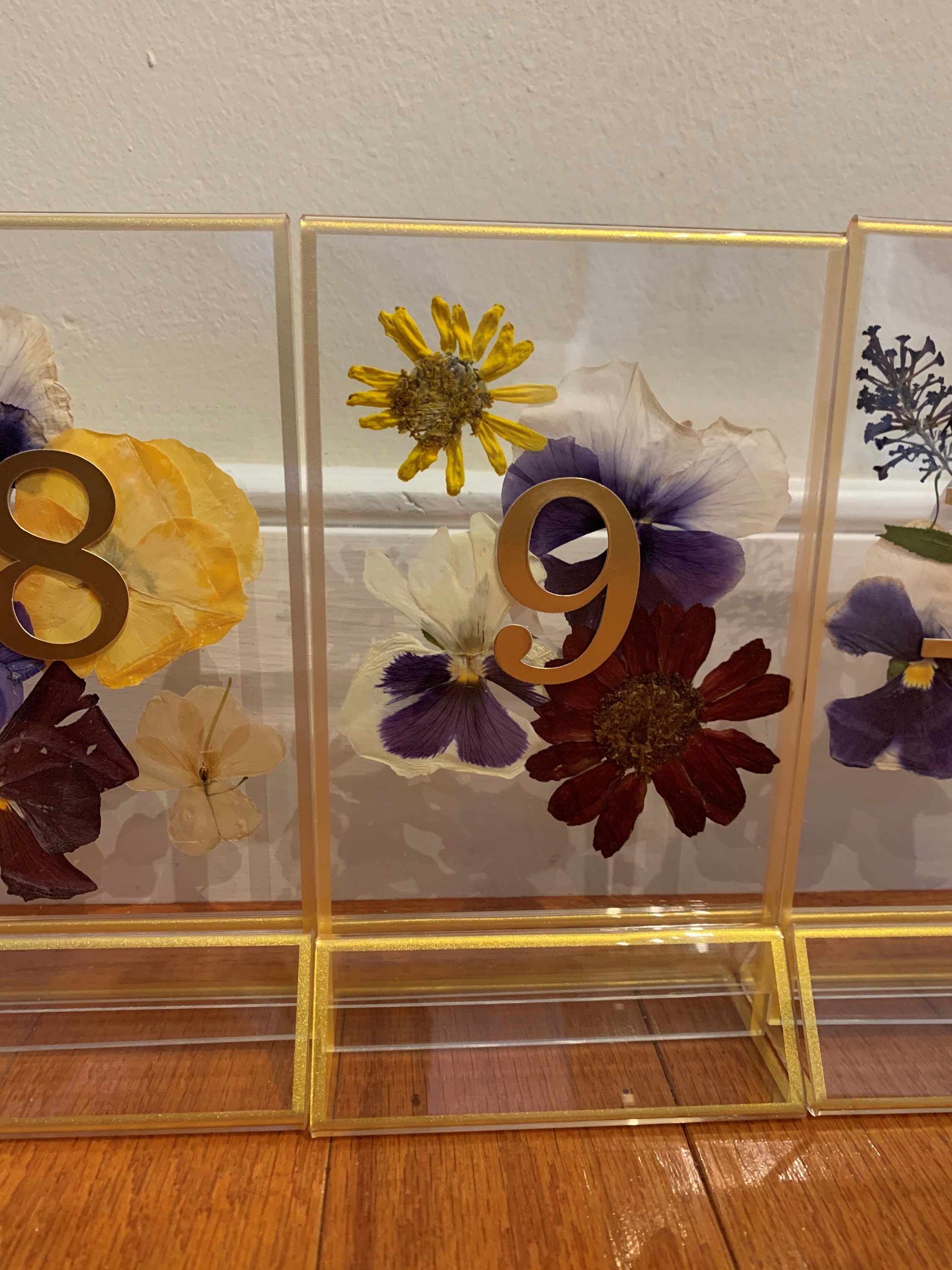 Pressed Flower Wedding Table Numbers Acrylic Set of 12 Etsy