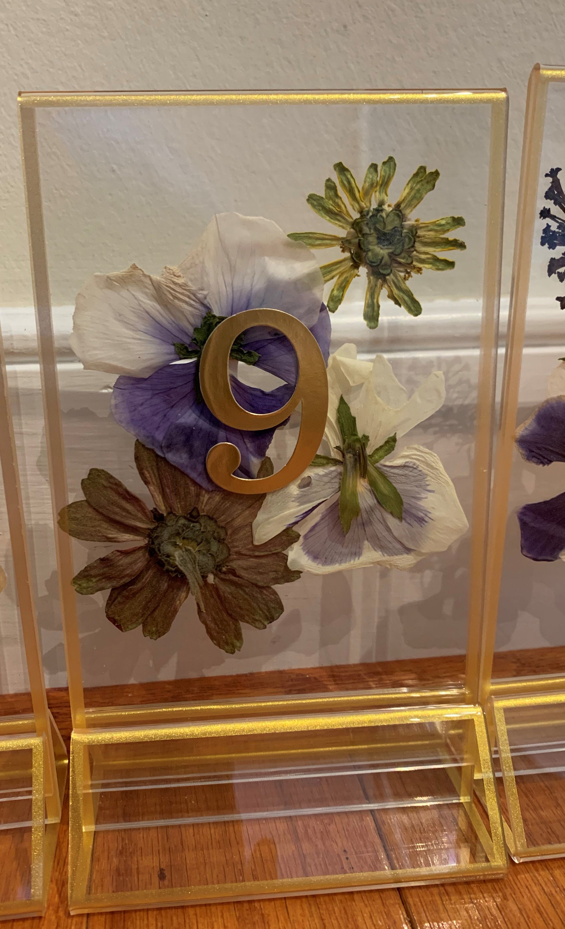 Pressed Flower Wedding Table Numbers Acrylic Set of 12 Etsy
