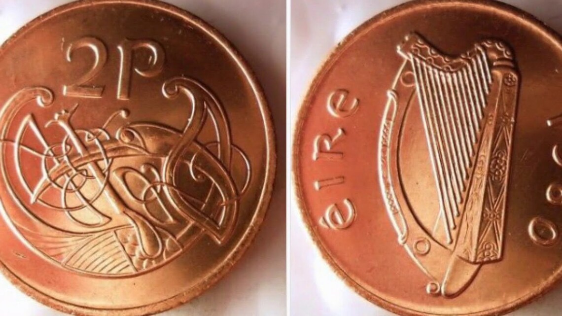 2P Ireland Coins / 1971 / 1980 / Old Irish Coins / Two Pence Etsy