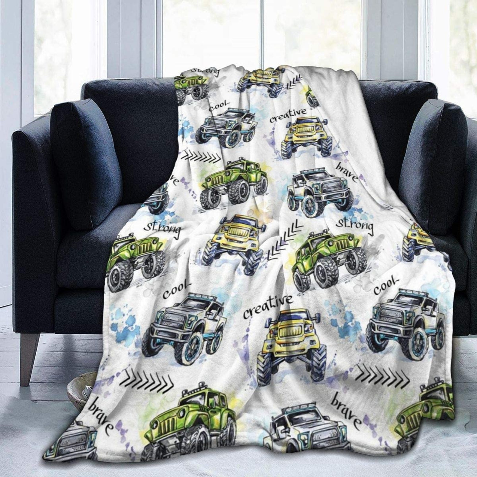Monster Trucks Fleece Blanket Quilt Etsy