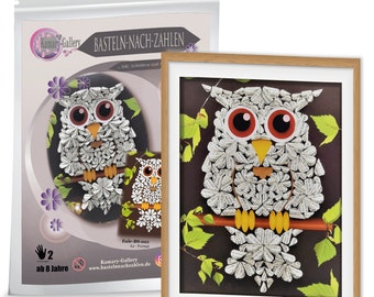 Handicraft set Tinkering by numbers Owl from book pages, f. Children and adults from 8 years, 3D tinkering from paper