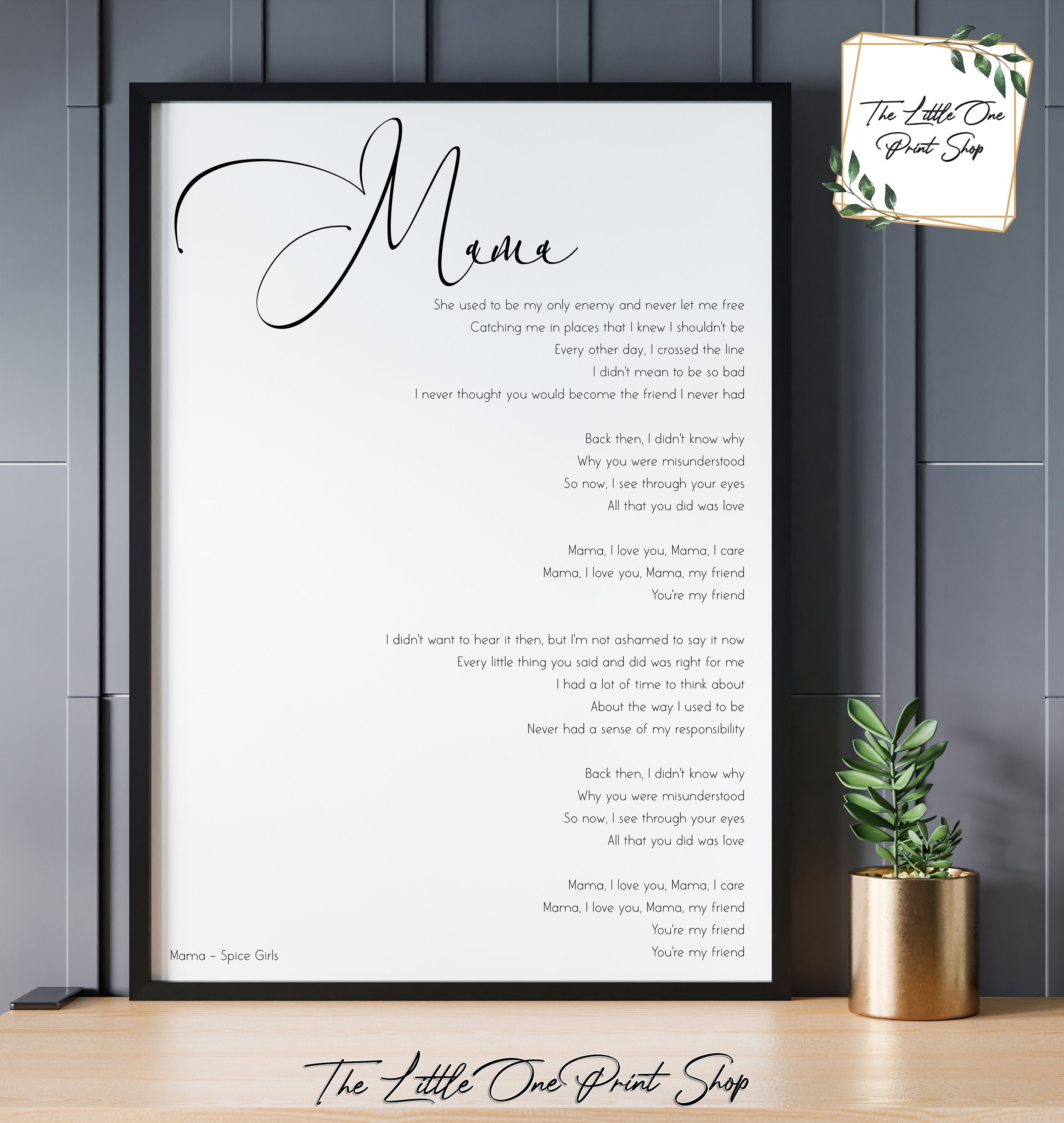 Mama Spice Girls Song Lyrics A4 Unframed Print Etsy