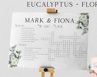 Printed 3mm Foamex Custom Wedding Crossword, Sip and Solve Puzzle, Sip And Solve For Wedding, Boho Wedding Game