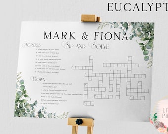 Printed 3mm Foamex Custom Wedding Crossword, Sip and Solve Puzzle, Sip And Solve For Wedding, Boho Wedding Game