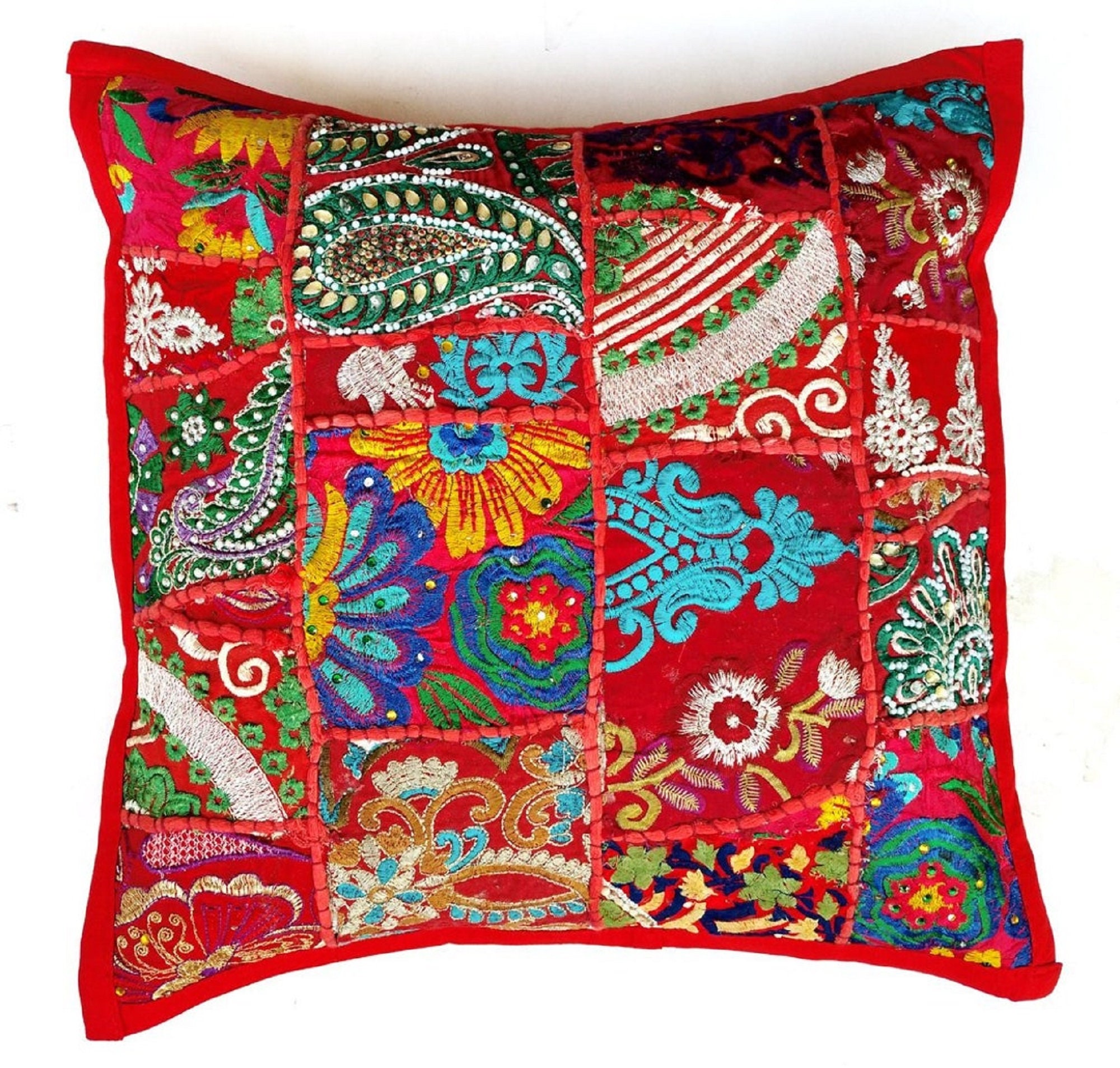 Cushion cover Hand made patchwork Indian Ethnic Pillow Cover Etsy
